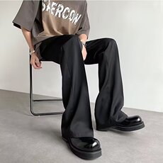 微喇西裤男垂坠感高级感冰丝裤子男款直筒休闲长裤夏季修身弯刀裤，男装西裤，星座813-2