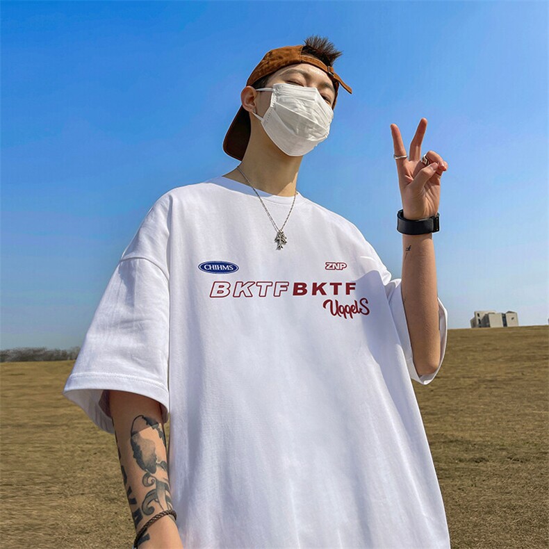 抖音得物二开现货220克夏装重磅美式高街宽松短袖t恤MT295,男装T恤,电商A486-1