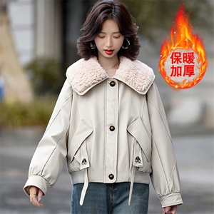 （现货）冬季新款时尚保暖棉服加绒加厚外套娃娃领棉衣女短款图片