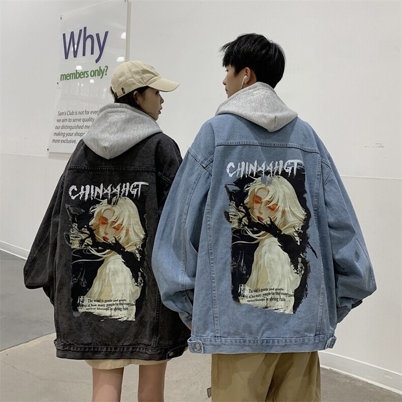 秋冬季港风情侣大码连帽印花夹克外套帽子可拆卸JK730-P88118，男装夹克，星座912-1（原星座914-5）