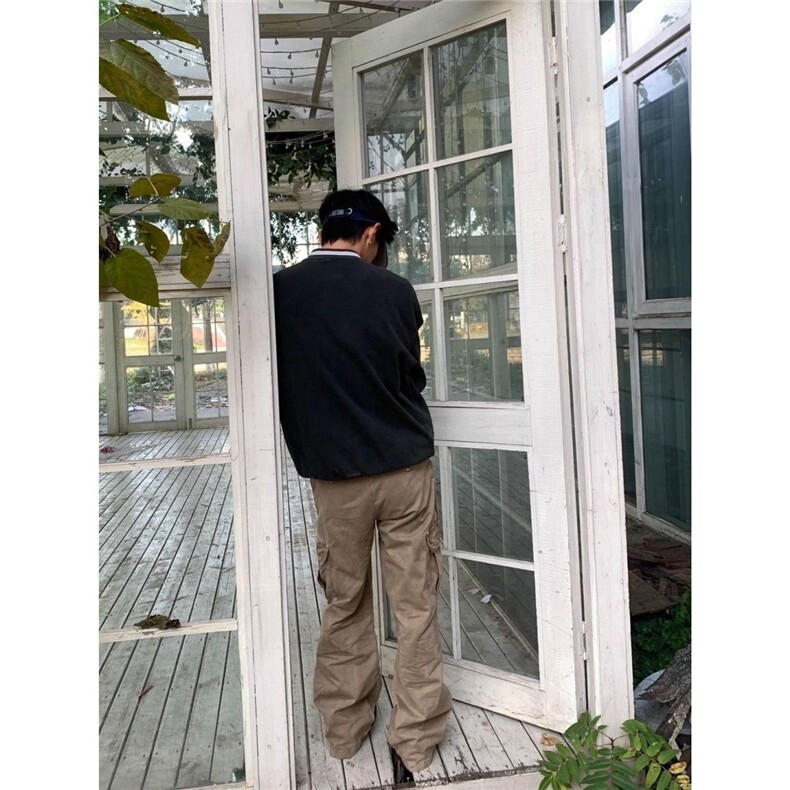 W11061-P63网图现货新款美式复古卡其色直筒宽松工装休闲牛仔裤,男装牛仔裤,星座1608