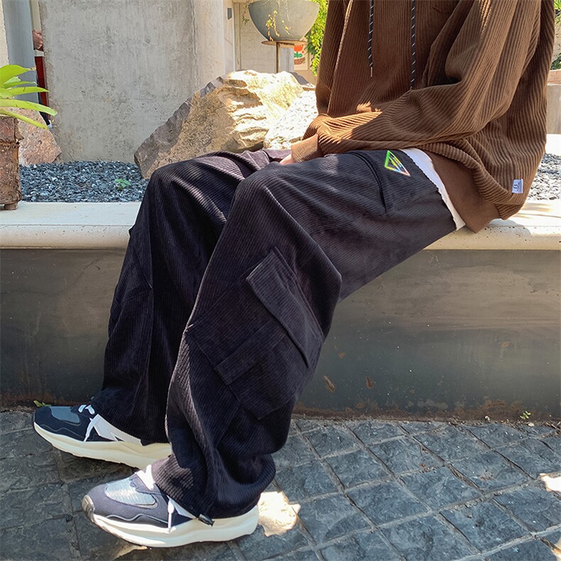 22秋新款灯芯绒宽松休闲港风oversize休闲长裤B266-X829-P60,男装休闲裤,星座B257-1
