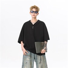 现货夏新男高品质大码宽松短袖T恤V领打底衫513DT3536P33，男装T恤，星座513