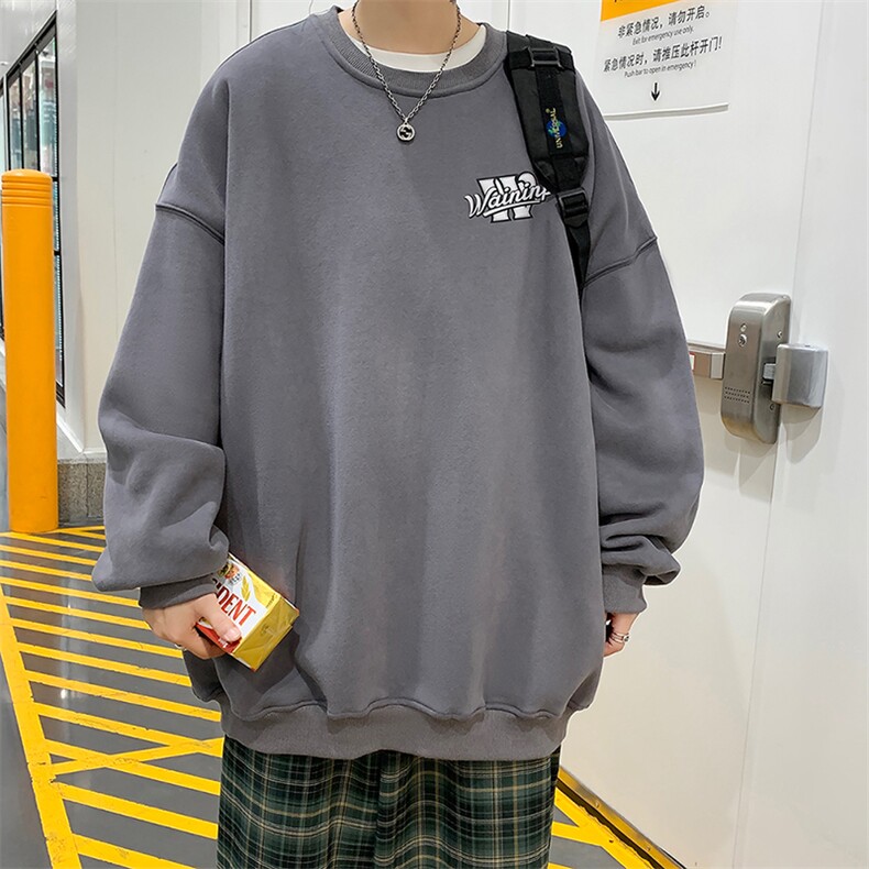 韩版潮流简约百搭卫衣外套男港风宽松字母刺绣圆领上衣W5161-P26,男装卫衣,星座512-2