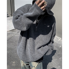 半拉链毛衣男士韩版宽松连帽针织衫ins设计感套头上衣服M022-p53，男装针织衫/毛衣，星座1008-2