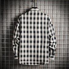 秋季新款帅气时尚男上衣青少年宽松休闲口袋装饰格子衬衫291-P25，男装衬衫，电商A128