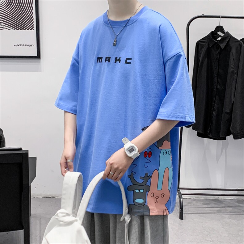 夏装纯棉T恤短袖2023男女学生港风印花圆领半袖1600-P38控价58,男装T恤,电商A441-1