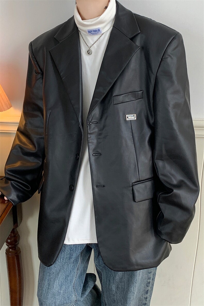 8XL-M特大码皮衣男中性风休闲西装皮衣外套加大码PY852P110控138,男装西服,电商D206-1