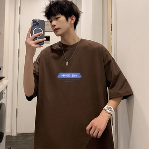 CL3男女中性圆领短袖半袖T恤衫外套大码蓝字母印花学生TEE潮宽松图片