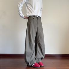 秋季新款美式高街褶皱设计感宽松弯刀休闲裤B315-K25602-p65控88，男装休闲裤，电商B315