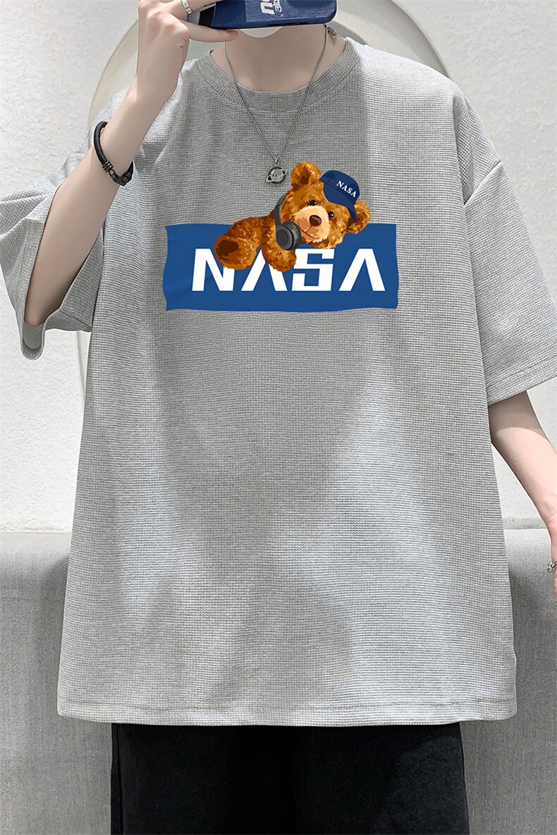 HT73247-P22华夫格t恤男短袖男大码五分袖大皂风,男装T恤,电商A040