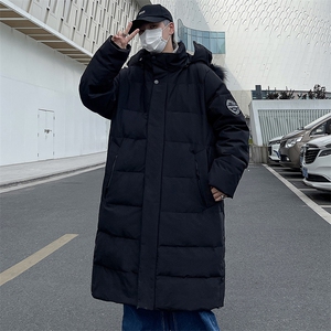 长款连帽保暖长款羽绒服纯色休闲宽松百搭潮流377-p125图片