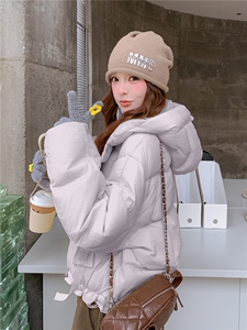现货新款独特超好看短款羽绒服女款冬季连帽面包服小个子羽绒服图片