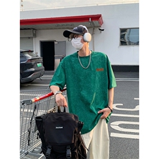 美式重磅做旧印花短袖t恤圆领宽松半袖情侣上衣T3663-特价P28，男装T恤，电商A007