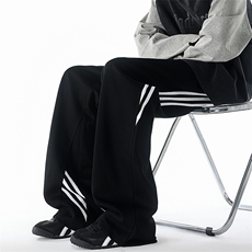 190加长高个子三条杠运动裤男直筒阔腿宽松百搭休闲卫裤KZ077P55，男装休闲裤，电商B312