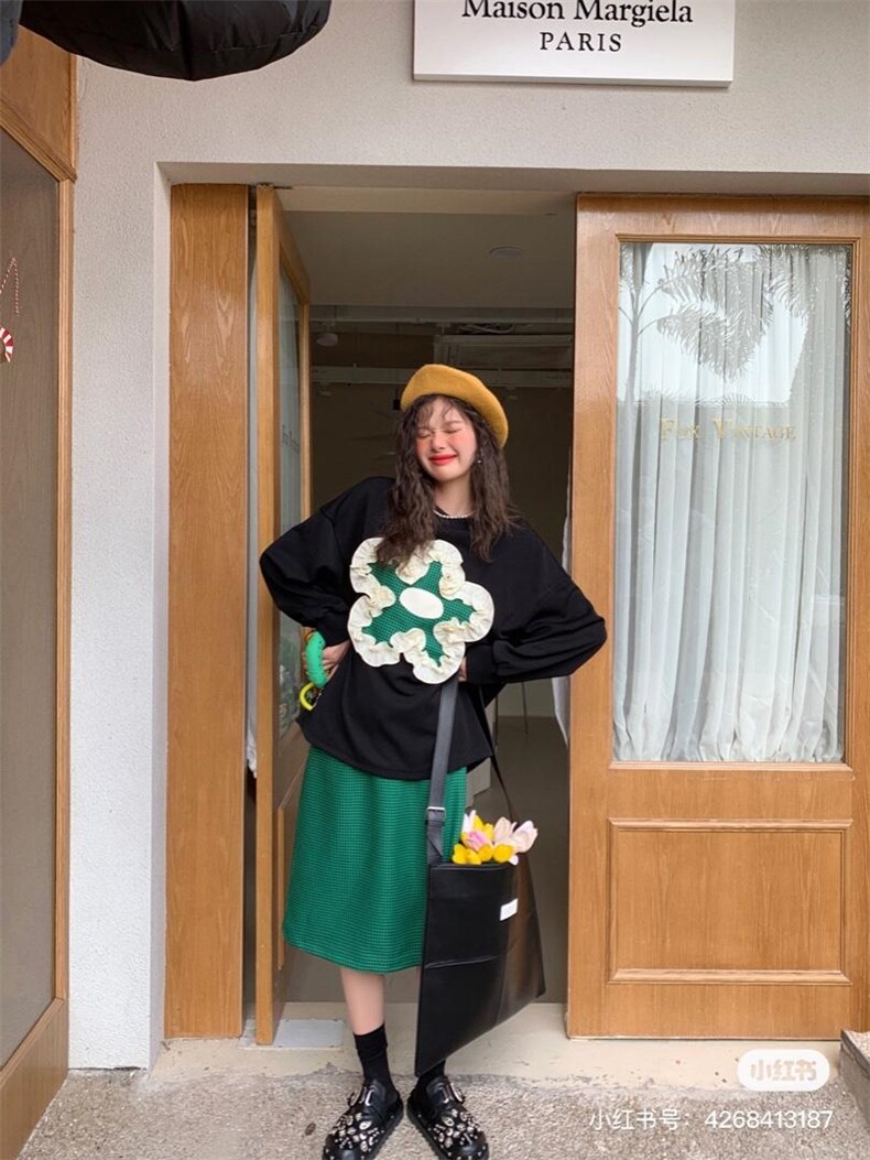 花朵卫衣套装，女装卫衣/绒衫，YOUER DENG