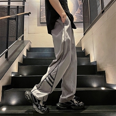 直播数据款春季新款撞色侧条纹伞兵裤宽松直筒休闲裤K503-P32，男装休闲裤，星座914-3