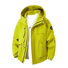 春秋户外冲锋衣男女同款防风防水连帽工装外套登山服夹克2481-P75，男装夹克，星座1403B