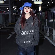 网络图原版品质北极绒毛衣原宿ins气质新款潮流简约日系慵懒，男装针织衫/毛衣，星座410-7