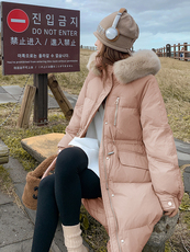 大量现货真毛领时尚冬季新款宽松休闲白鸭绒耗子毛领羽绒服外套，女装羽绒服，韩然一族