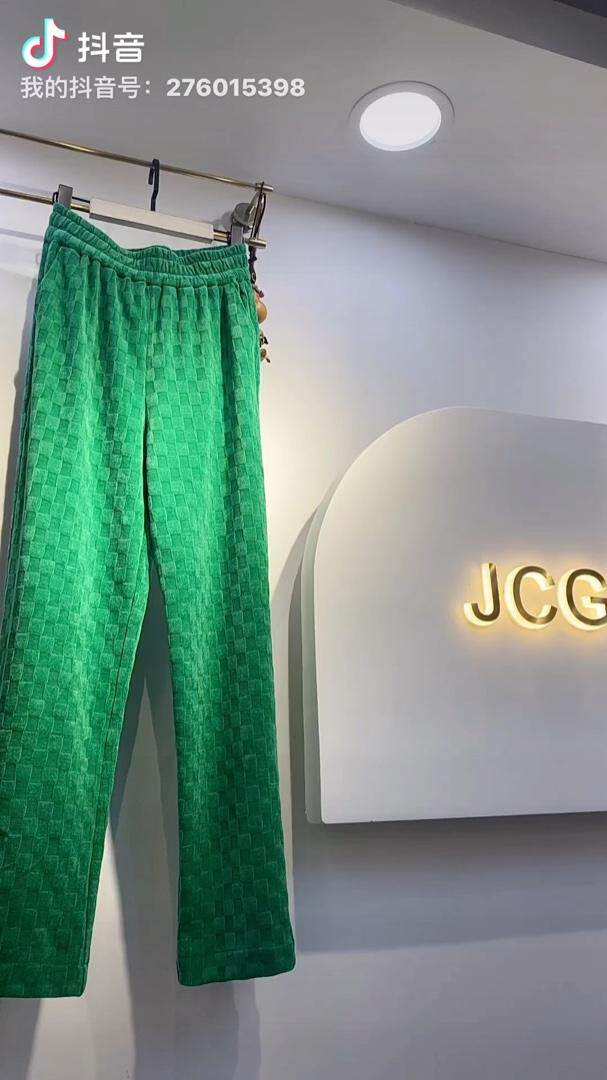 现货：雪尼尔提花方格阔腿裤，其它，金川古韵