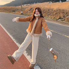 轻松出街加厚保暖皮毛一体外套2607P205K308，女装短外套，2C029