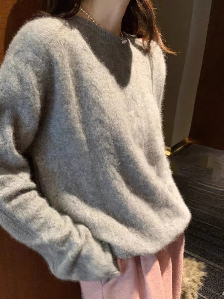 秋冬新款羊毛衫女圆领毛衣长袖保暖套头针织打底衫图片