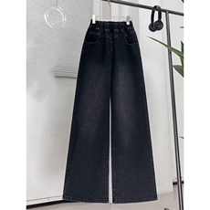 1506-1/K2501/P43.5春秋季简约风加绒松紧腰休闲直筒牛仔裤男女，男装牛仔裤，星座1506-1