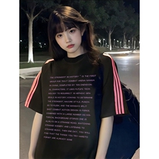 抖音得物品质二开240克宽松纯棉美式潮牌印花三条杠中性风短袖T恤，男装T恤，电商A486-1