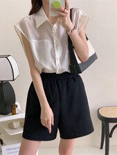 防晒套装女薄款欧洲站夏季新款欧货衬衫阔腿短裤两件，女装职业装，香丽迪1