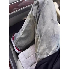 水洗脏染泼墨牛仔裤男潮牌裤子设计感直筒弯刀微喇裤NA450，男装牛仔裤，星座1116A（原606A-3）