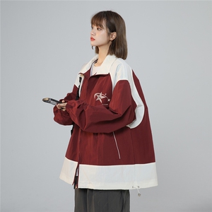 ??中性风23秋季时尚百搭宽松字母印花情侣夹克外套F401P75控98图片