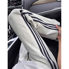 三条杠卫裤男秋季重磅直筒条纹裤子美式休闲运动微喇叭裤KZ32，男装休闲裤，星座1116A（原606A-3）