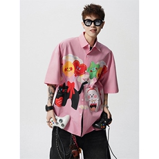 CS1127-P45控78夏季新款设计感大码潮牌冰丝短袖情侣衬衫外套男，男装衬衫，电商A059