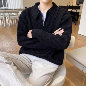 美式街头设计感圆领毛衣男慵懒风休闲针织衫L1607P48图片