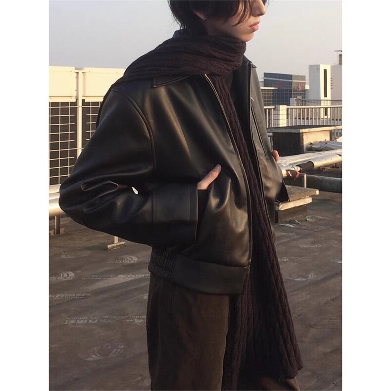 美式复古短款拉链皮衣外套cleanfit飞行员机车夹克男JK9805-P90,男装夹克,星座1004-3