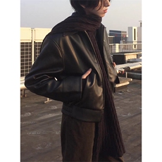 美式复古短款拉链皮衣外套cleanfit飞行员机车夹克男JK9805-P90，男装夹克，星座1004-3