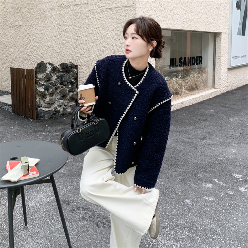 2025年冬季新款90白鸭绒保暖小香风羊毛羽绒服外套女,女装羽绒服,1D102-1