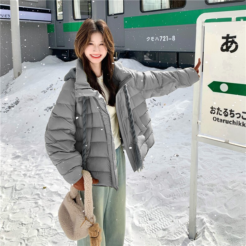 韩版针织帽90绒白鸭绒羽绒服女冬季2025新款短款减龄巨好看,女装羽绒服,2D076
