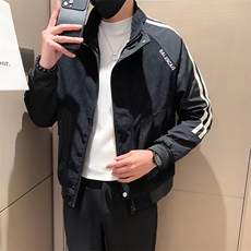 立领拼接工装条纹设计夹克男春秋季潮流上衣休闲百搭外套JK02-P95，男装夹克，电商D323（原B261）