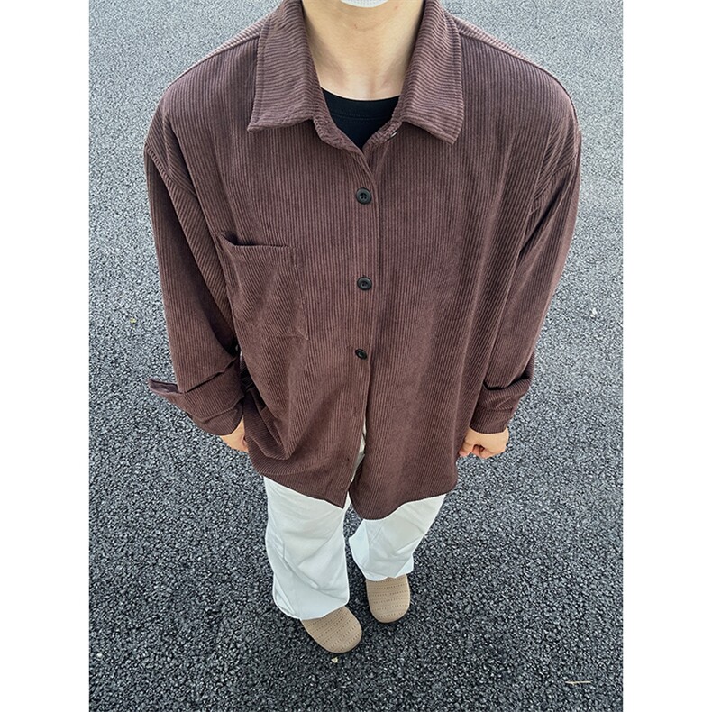 320G厚实灯芯绒衬衫男秋冬款休闲宽松复古长袖衬衣CS027-P40,男装衬衫,星座301C-5