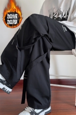薄款改加绒特批P45无差价冬加厚飘带大码宽松拖地裤男K1467J加绒，男装休闲裤，电商A001