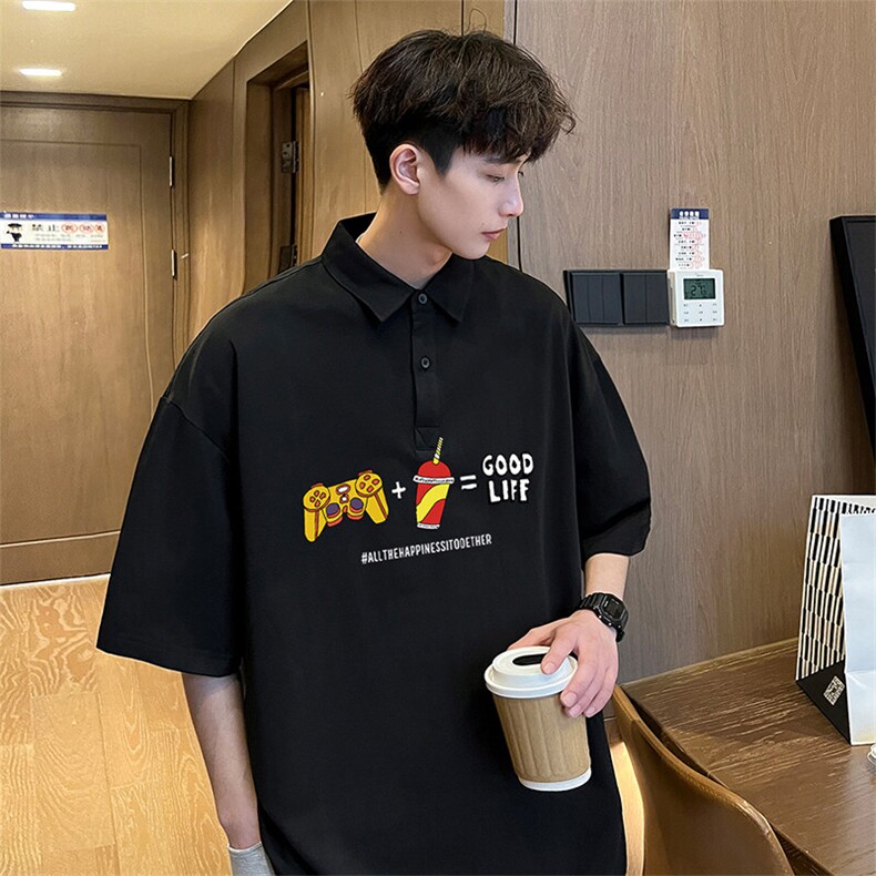 可设48小时支持抖音得物来样二开网眼透气翻领t恤美式短袖POLO衫,男装T恤,电商A486-1
