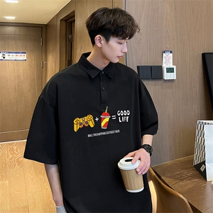 可设48小时支持抖音得物来样二开 网眼透气翻领t恤美式短袖POLO衫图片
