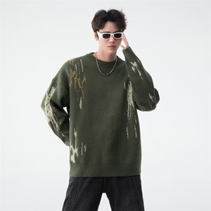 美式圆领毛衣男慵懒风休闲鹿毛绒 针织衫CP133-P50图片
