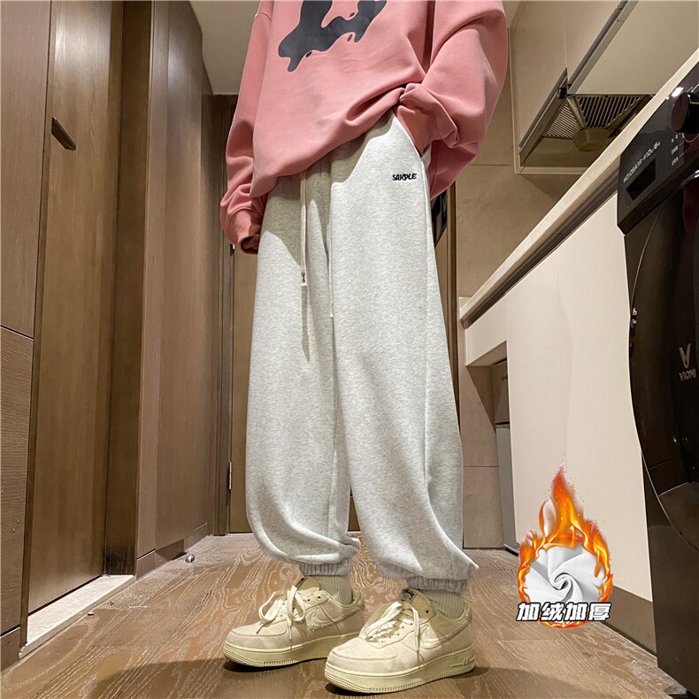 港风新款刺绣字母宽松卫裤K23512-P45控58加绒K23512JR-p55控68,男装休闲裤,电商B315