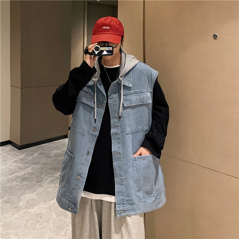 MJ208-p58-限价78M-5XL现货宽松可脱卸大码牛仔马甲多口袋,男装背心/马甲,星座116