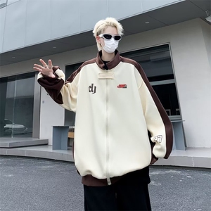 美式复古嘻哈字母拼色圆领卫衣男潮牌宽松QM49-P55图片