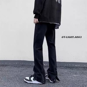 直筒美式高街牛仔裤男款痞帅cleanfit百搭潮流长裤AMA15 P42图片