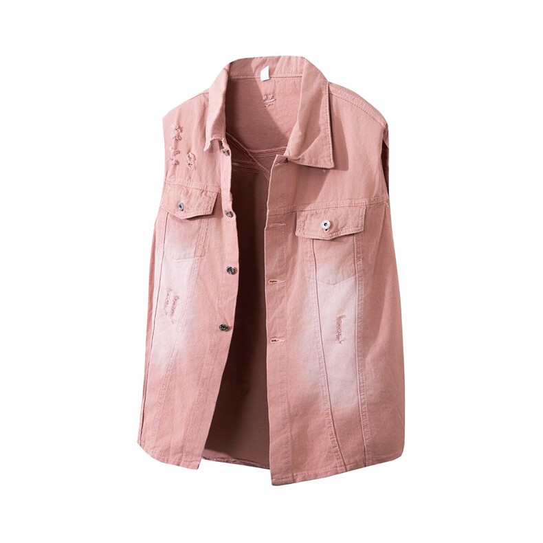 无袖牛仔外套男女款美式复古休闲宽松马甲百搭个性上衣W6556-P60图片